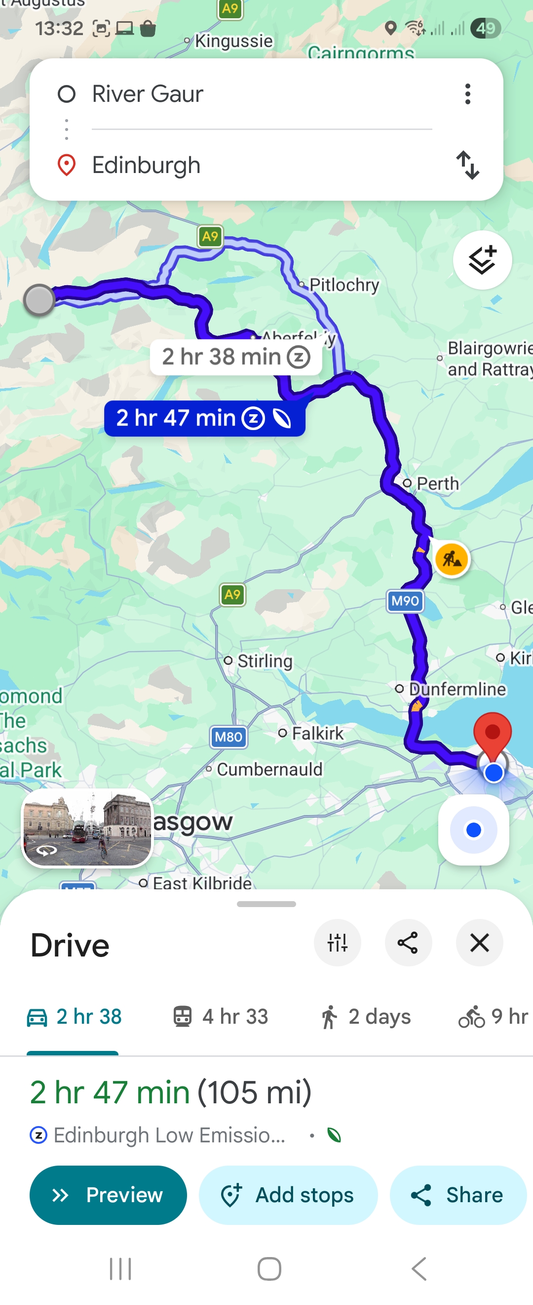 Day 9 route map