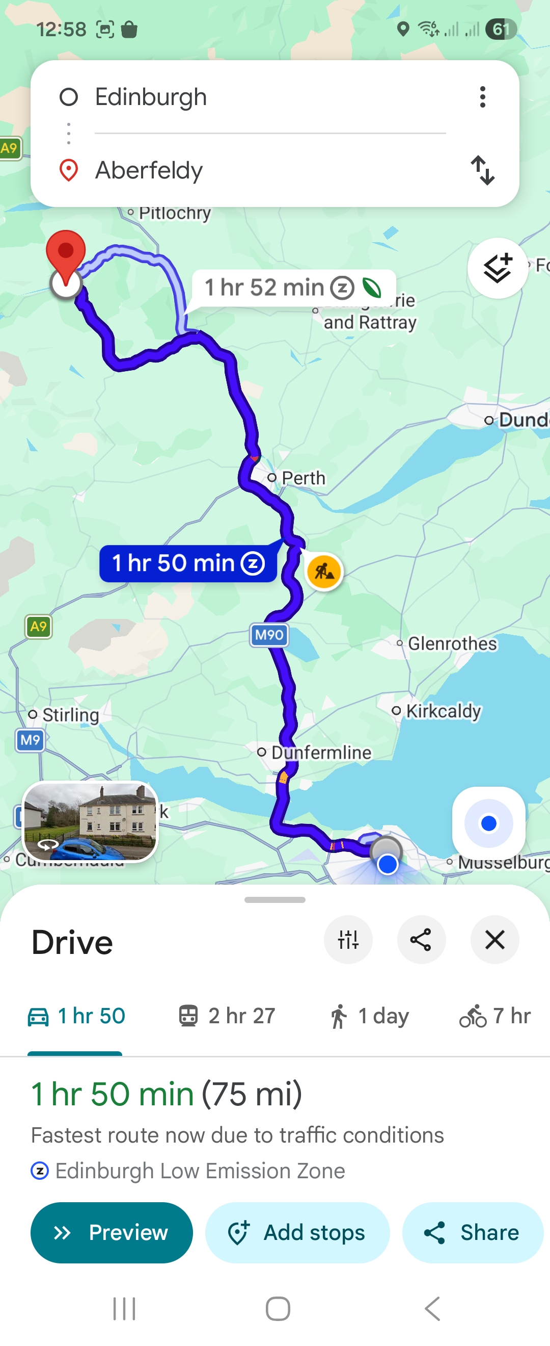 Day 1 route map