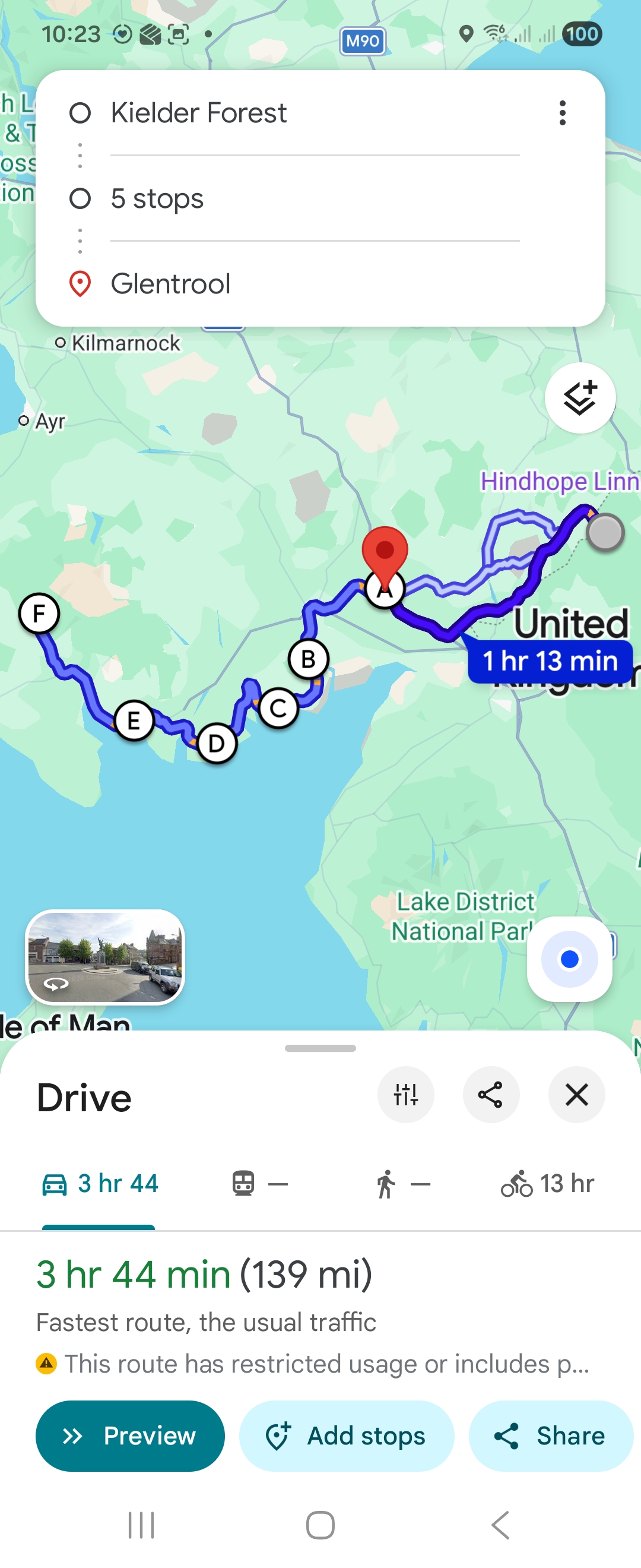 Day 5 route map