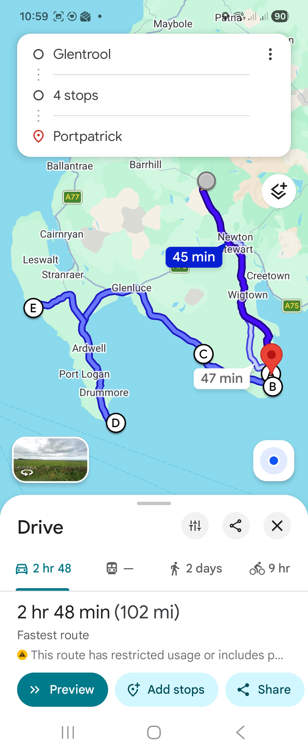 Day 7 route map