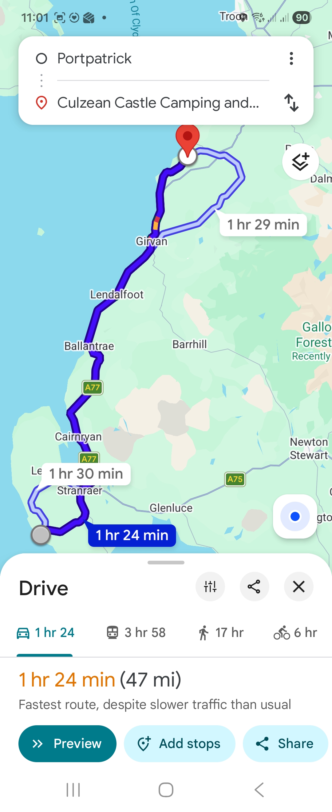 Day 8 route map