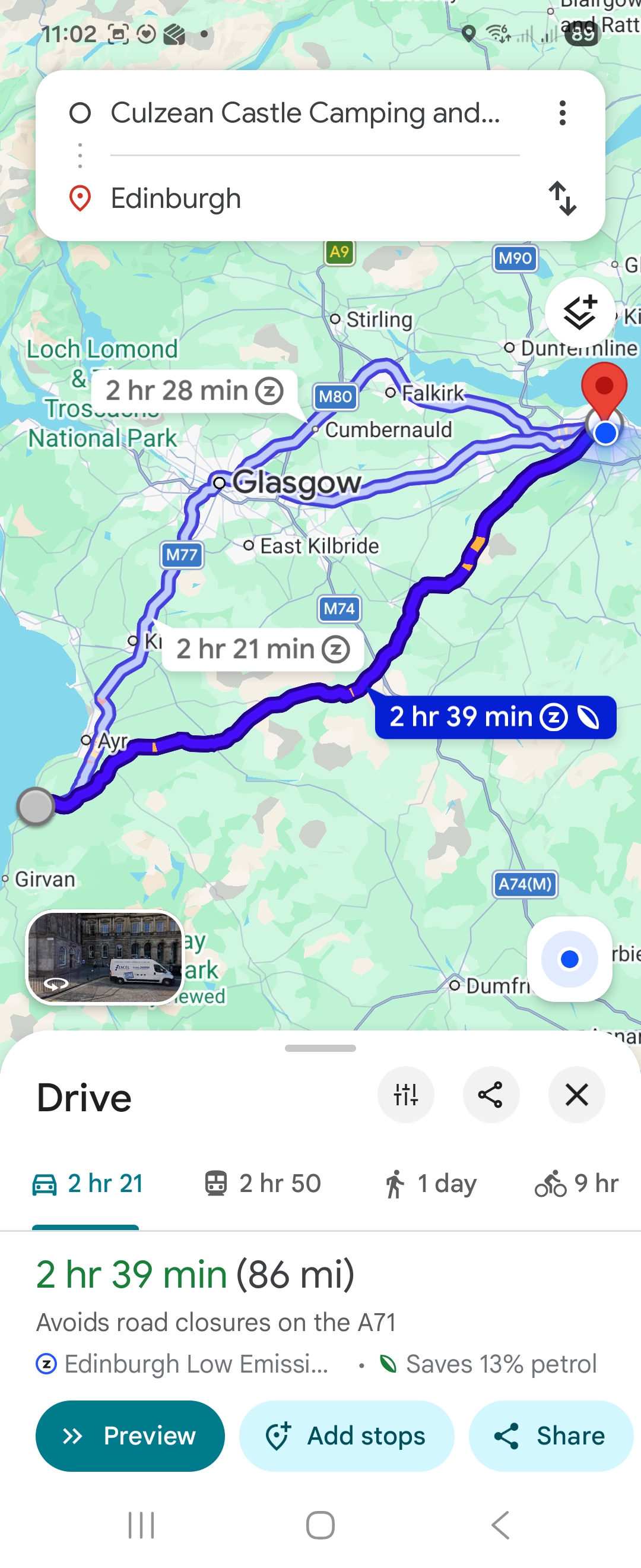 Day 9 route map