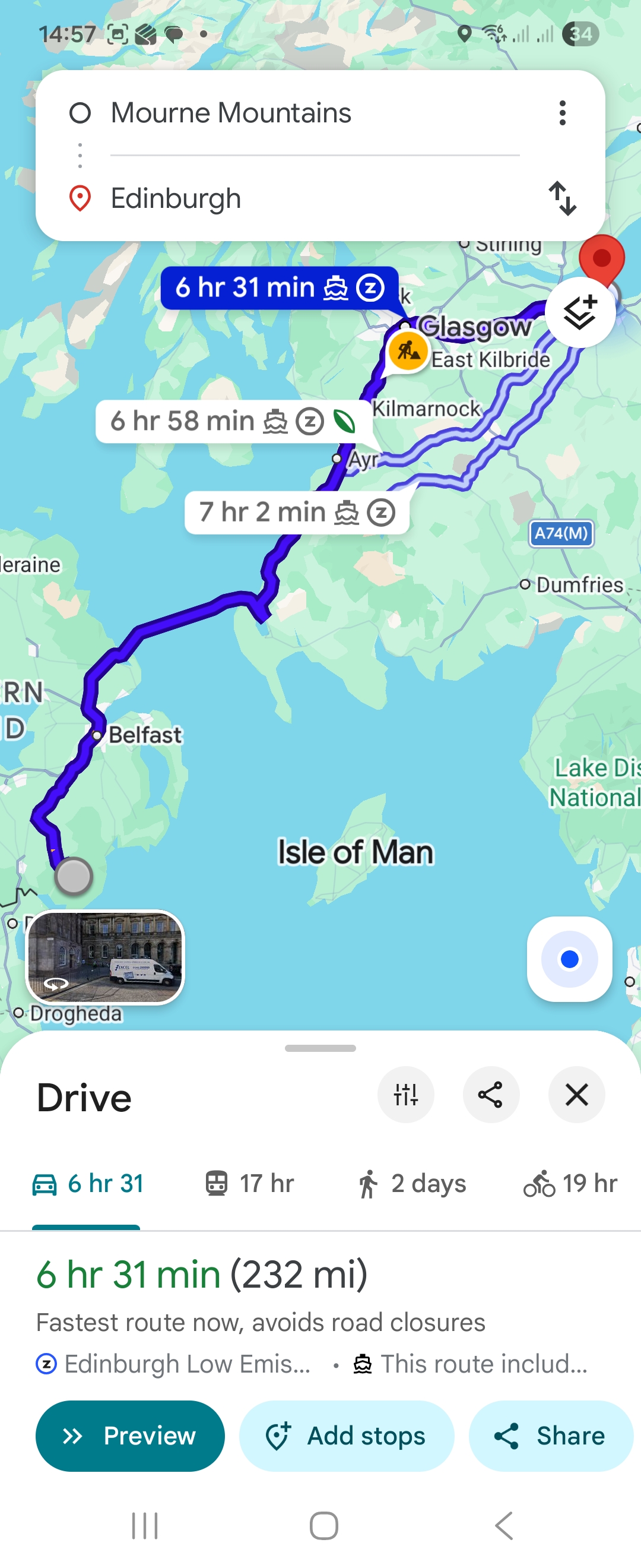 Day 9 route map
