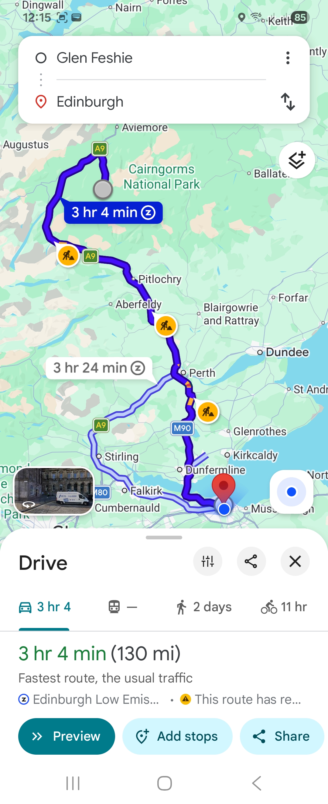 Day 9 route map