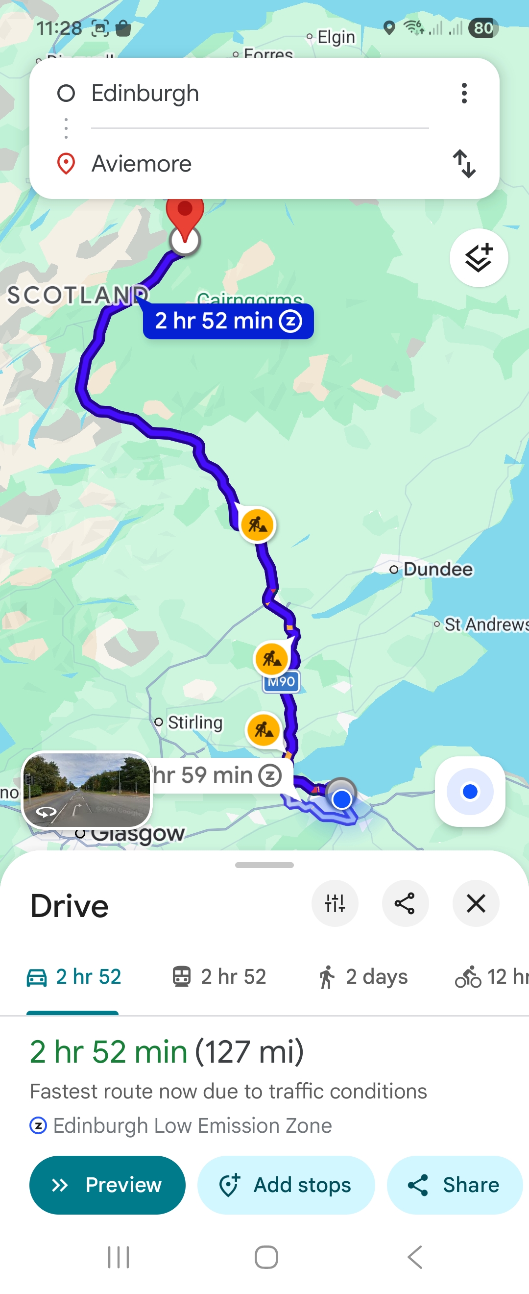 Day 1 route map