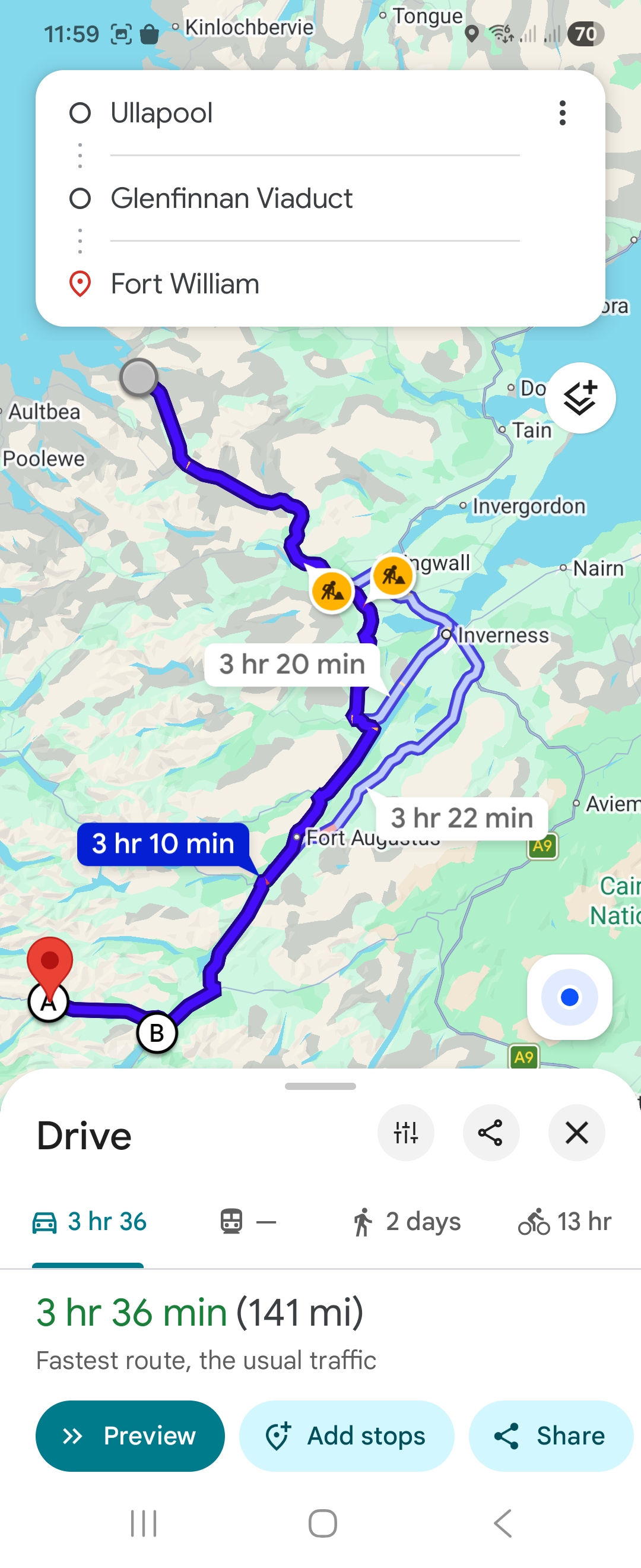Day 8 route map