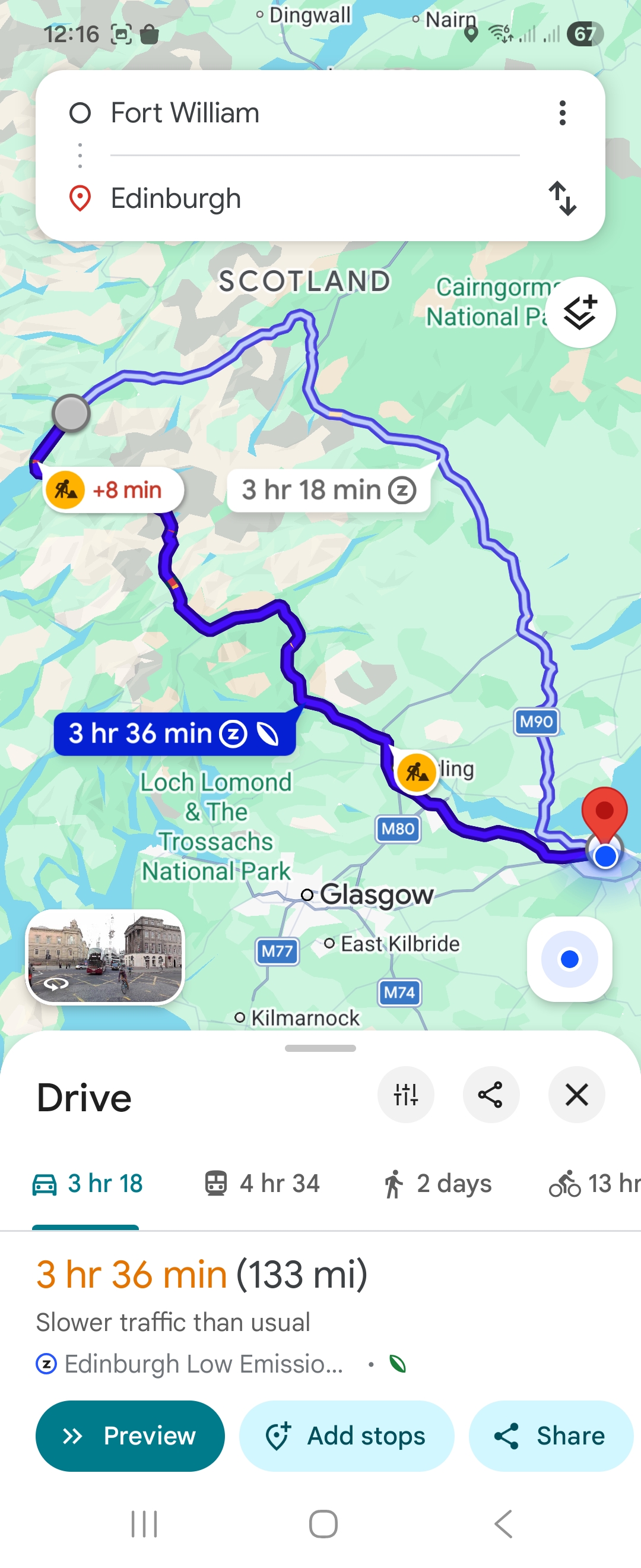 Day 9 route map