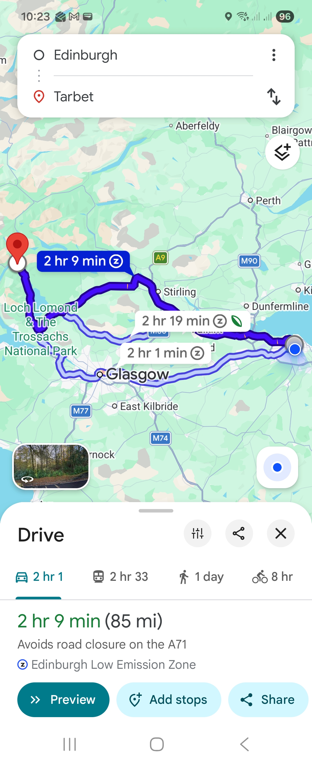 Day 1 route map