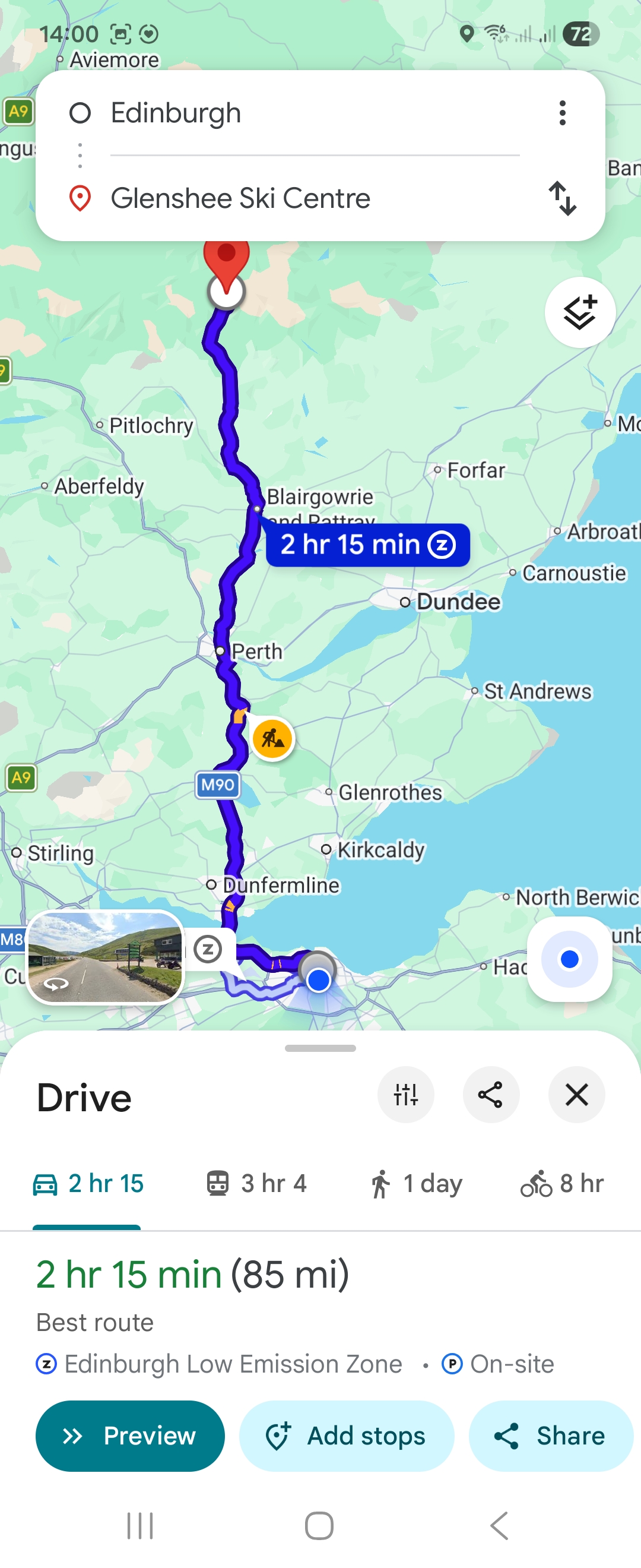 Day 1 route map