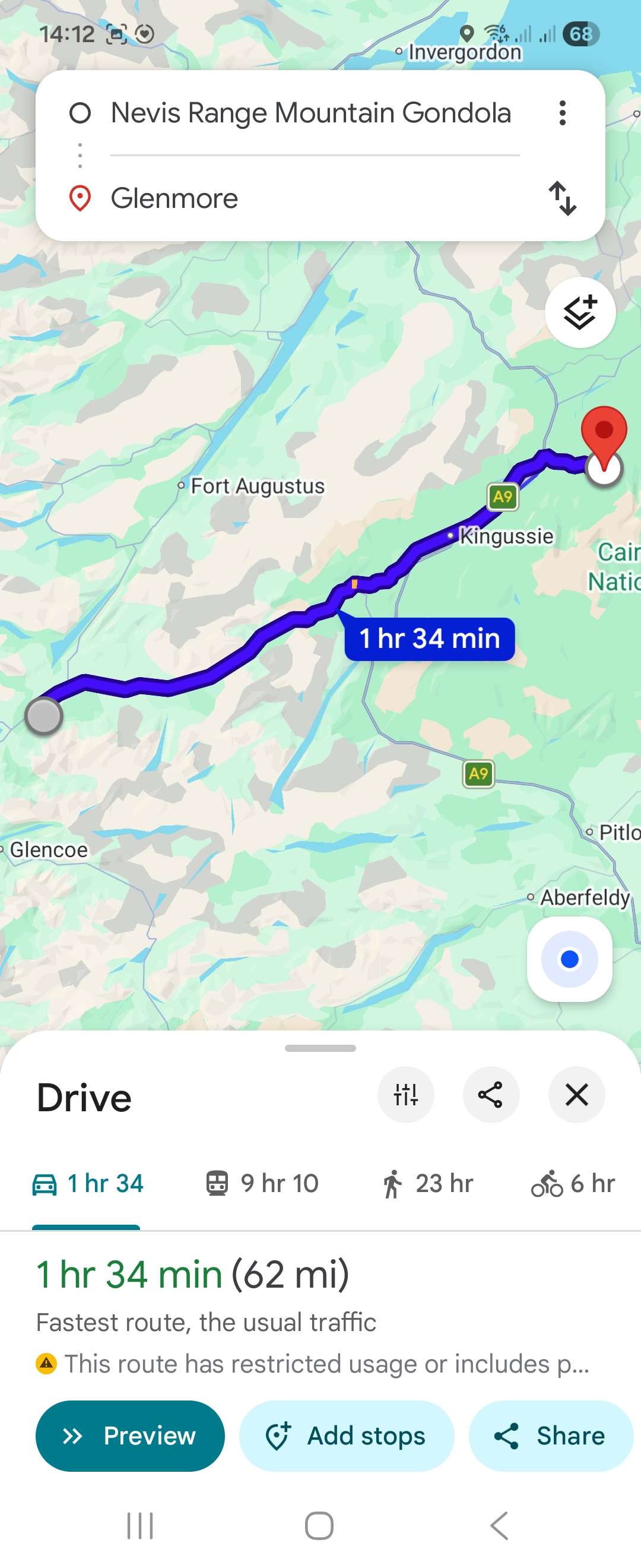 Day 6 route map