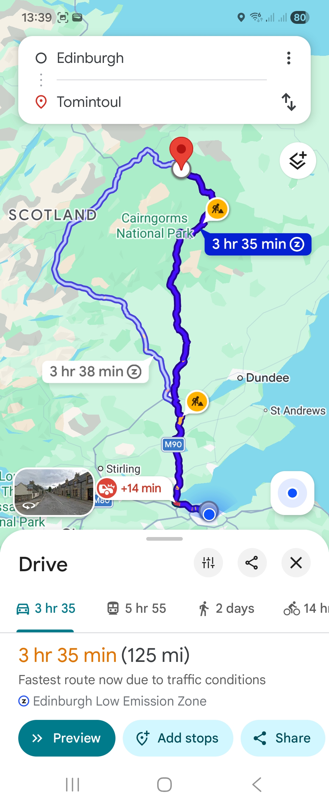Day 1 route map