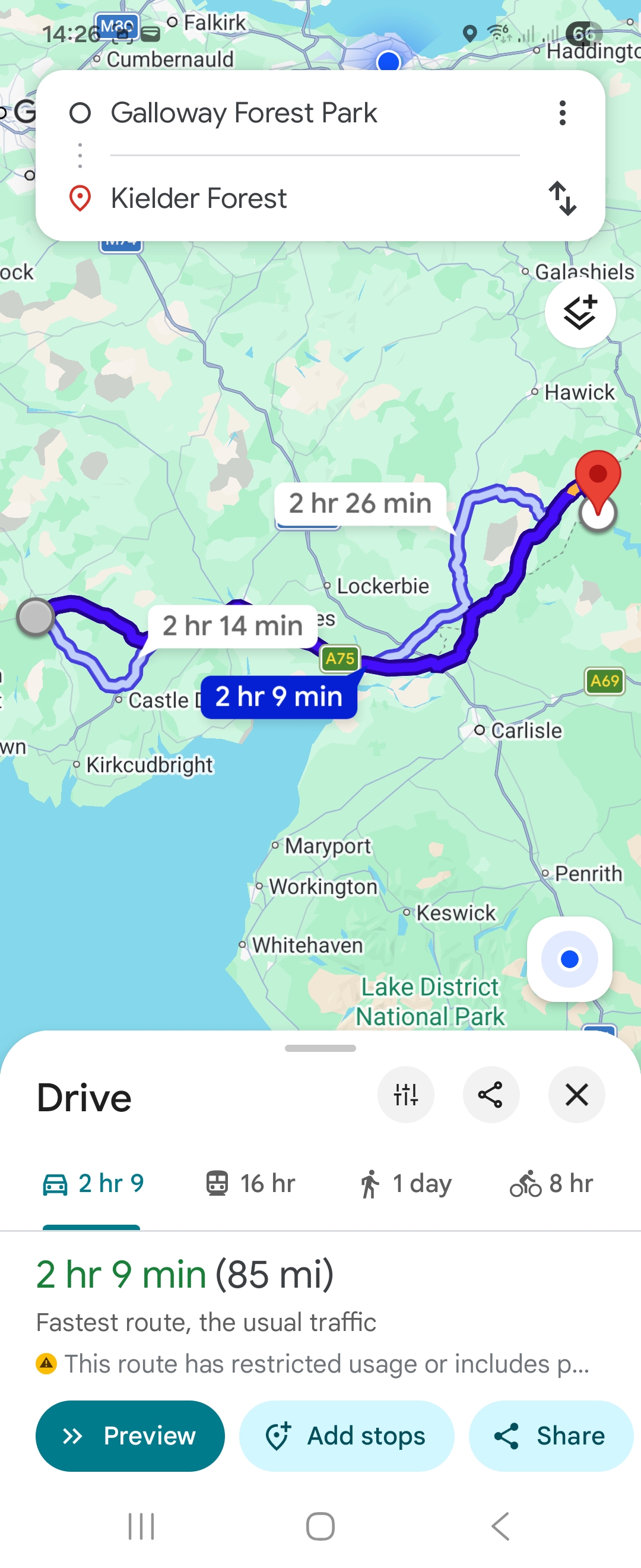 Day 7 route map