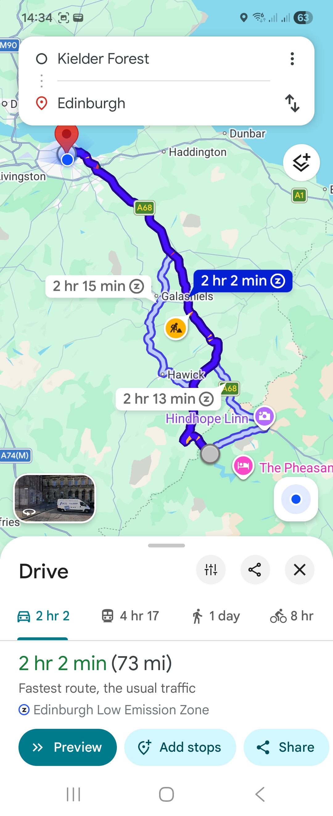 Day 9 route map