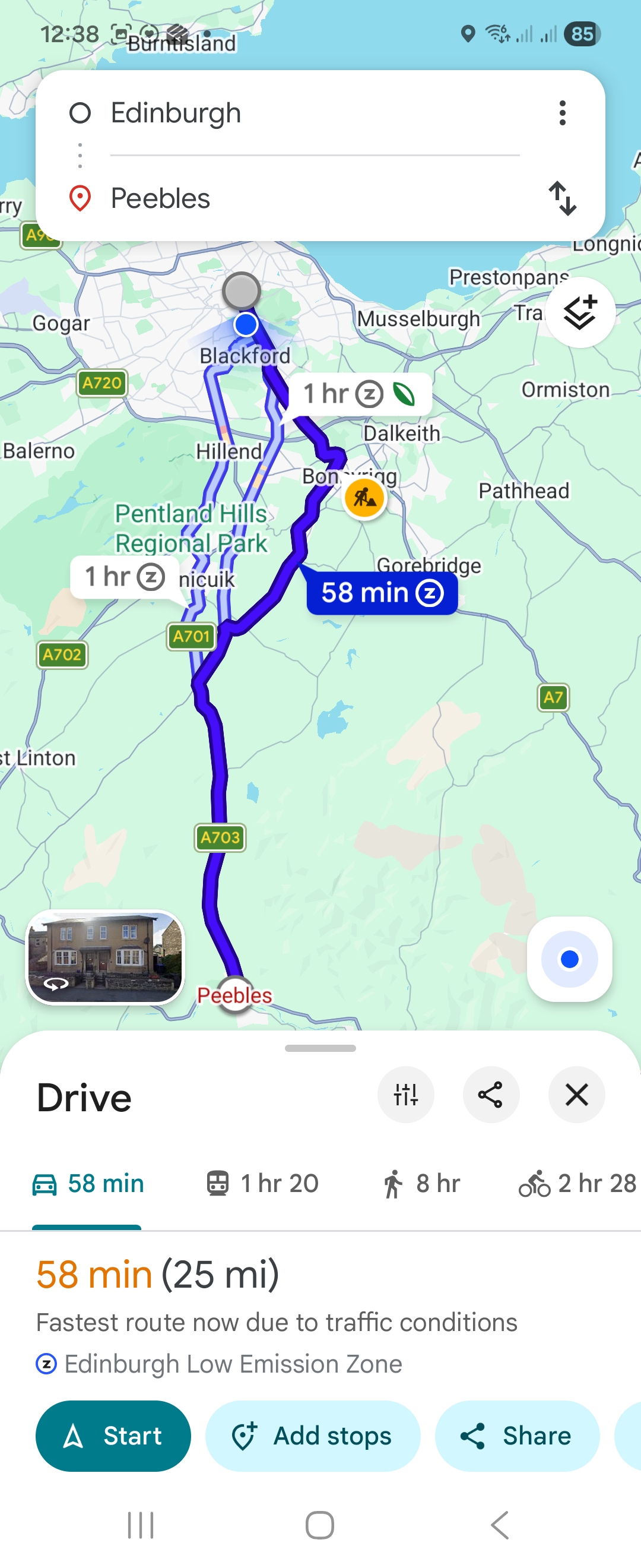 Day 1 route map