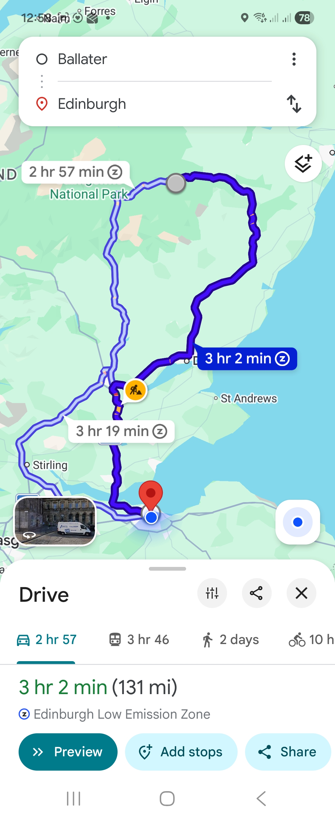 Day 9 route map