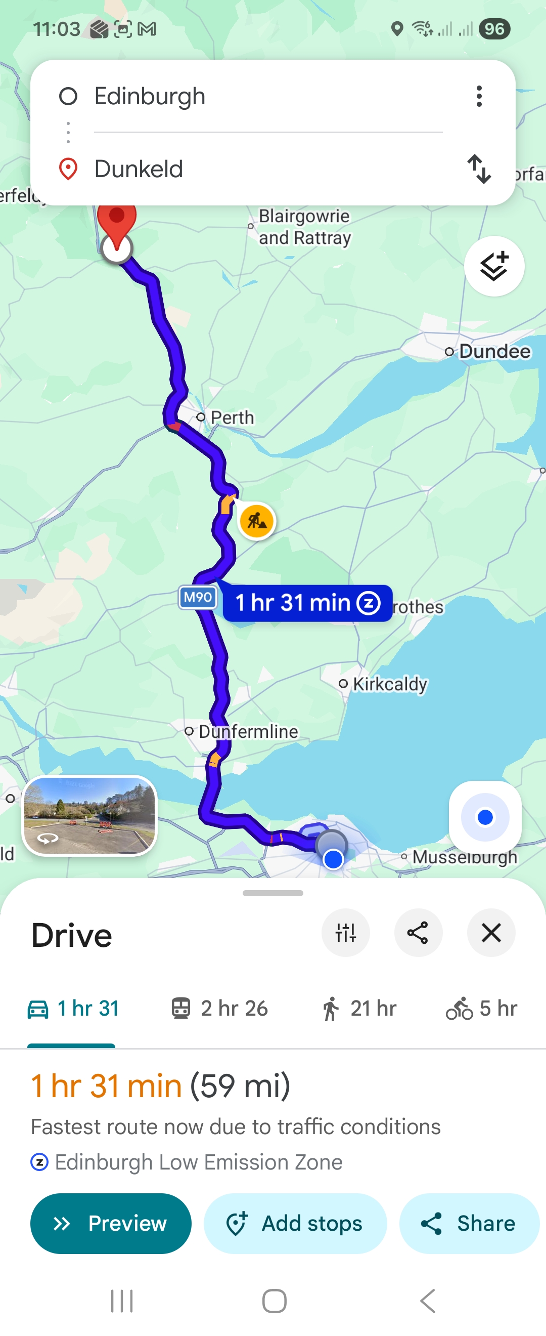 Day 1 route map
