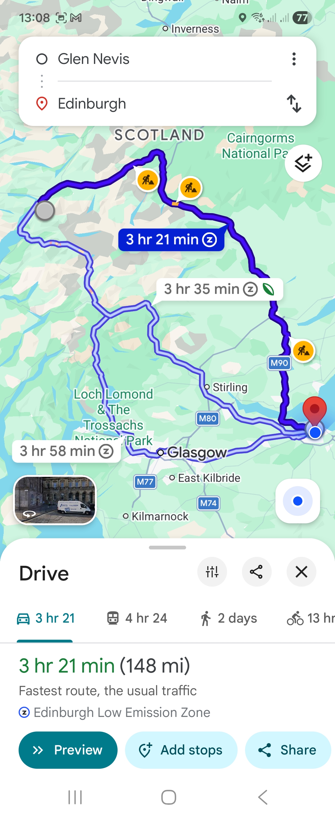 Day 9 route map