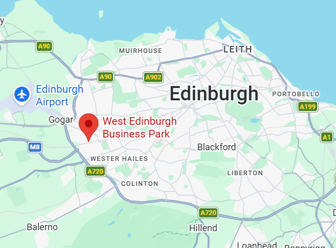 Map showing our location near Edinburgh Airport